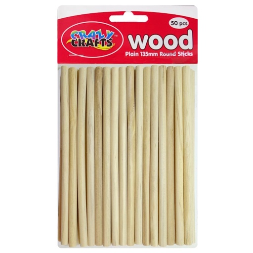 Crazy Craft Round Natural Sticks 135mm (50)