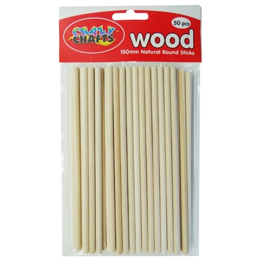 Crazy Craft Round Natural Sticks 150mm (50)