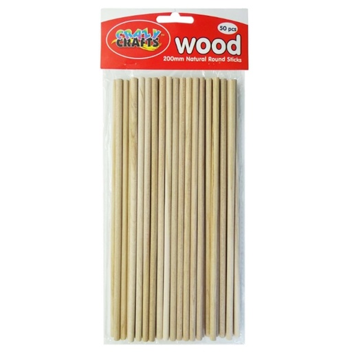 Crazy Craft Round Natural Sticks 200mm (50)