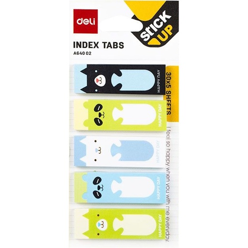 Deli Stick Up Index Tabs Paper 45 x 15mm (5 x 30) (A640b)