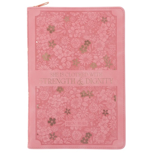 She is Clothed with Strength and Dignity Faux Leather Journal with Zip (XJL887)