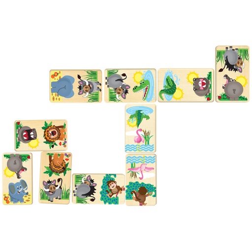 Wooden Domino Heads & Tails Animal Game (21 piece)