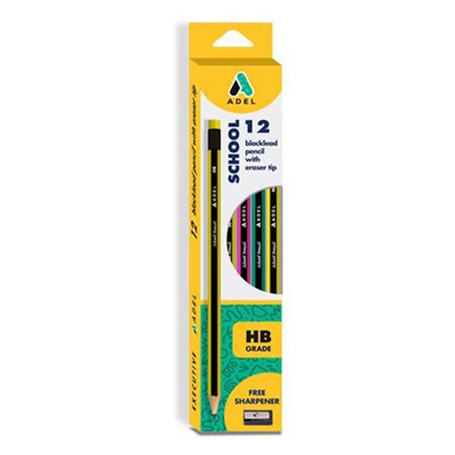 Adel Black Lead Pencil with Eraser HB (each)