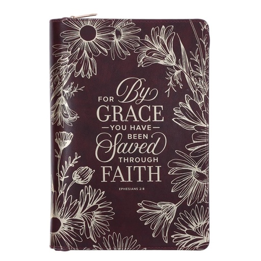 For by Grace You Have Been Saved Faux Leather Journal with Zip (XJL896)