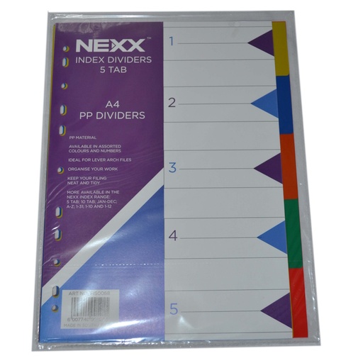 Nexx PVC Dividers A4 5 Tab