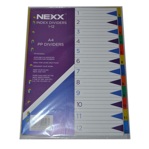 Nexx PVC Index Dividers A4 1-12