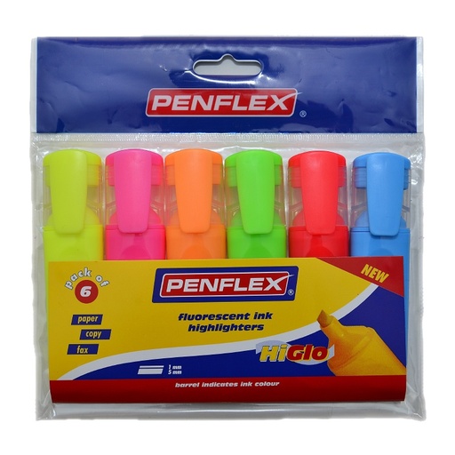 Penflex Higlo Highlighter Bright (wallet of 6)