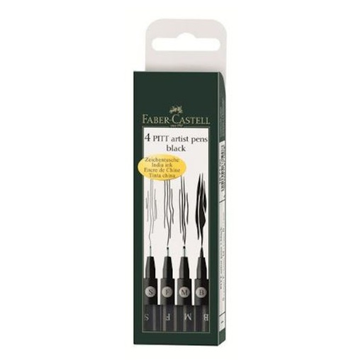 Faber-Castell India Ink Pitt Artist Pen Set (4) (black)