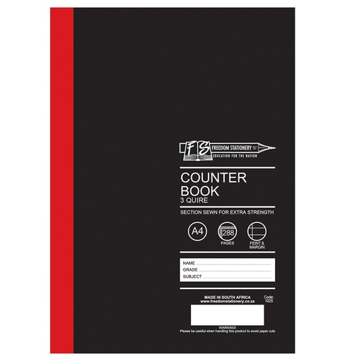 Counter Book 3 Quire FM A4 (288 page)